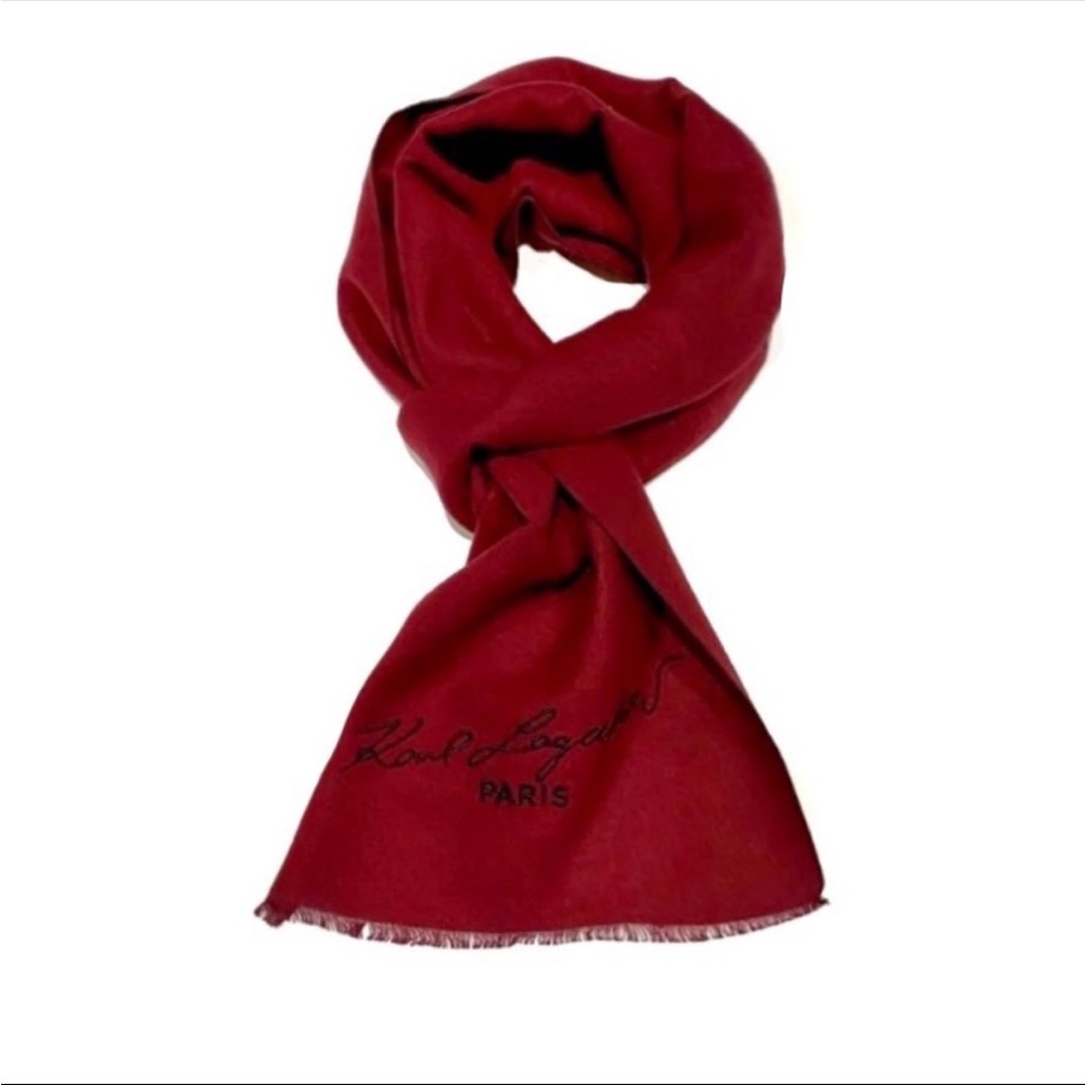 KARL LAGERFELD Burgundy Logo Scarf NWT